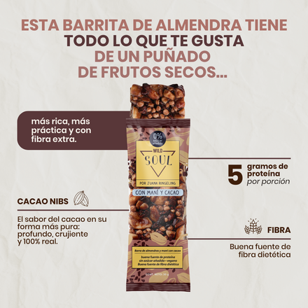 Barra de Frutos Secos Cacao Nibs Maní 5 unidades
