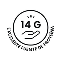Logo que indica que el producto es una excelente fuente de proteina 14 gr.