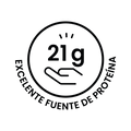 Logo que indica que el producto es una excelente fuente de proteina 21 gr.