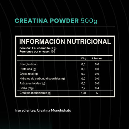 Creatina Monohidratada en Polvo 500 g
