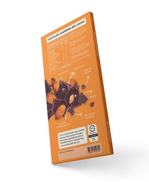 Barra de Chocolate Almendras 60% Cacao 100 grs Wild Fit