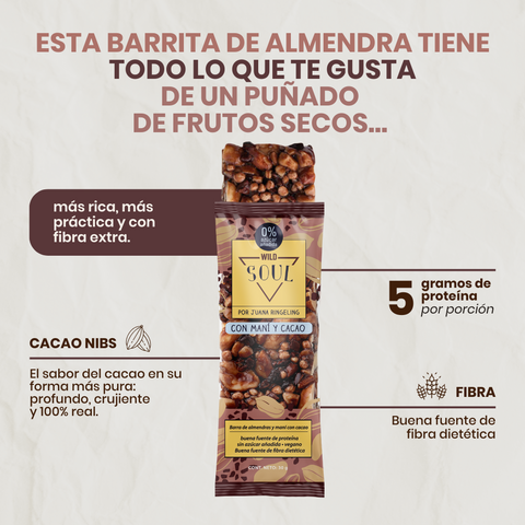 Barra de Frutos Secos Cacao Nibs Maní 16 unidades