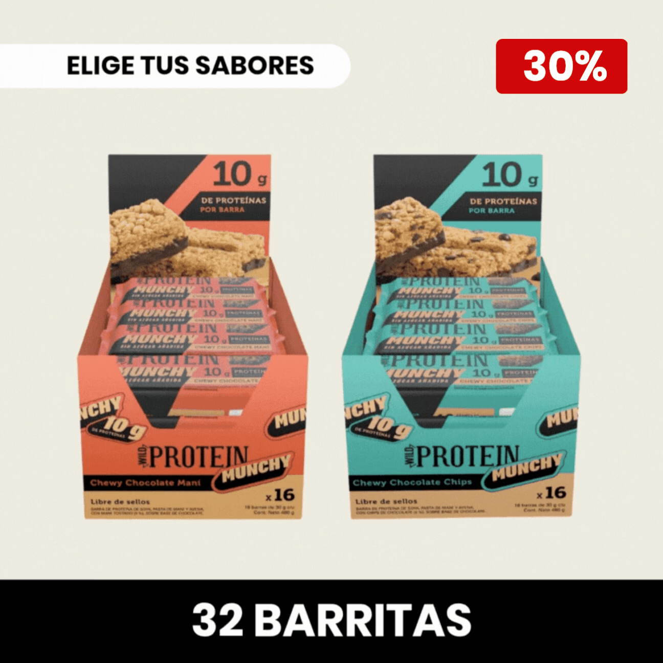 Pack 2 x Munchy Wild Protein ELIGE TU SABOR