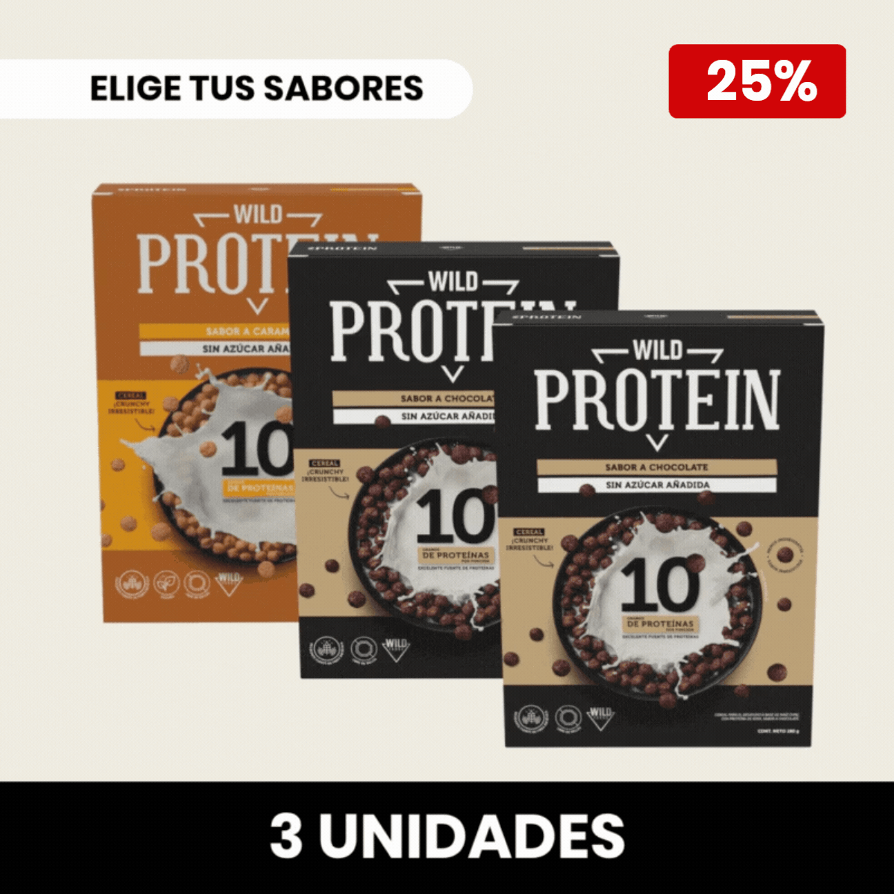 Pack 3 x Cereal Wild Protein ELIGE TU SABOR