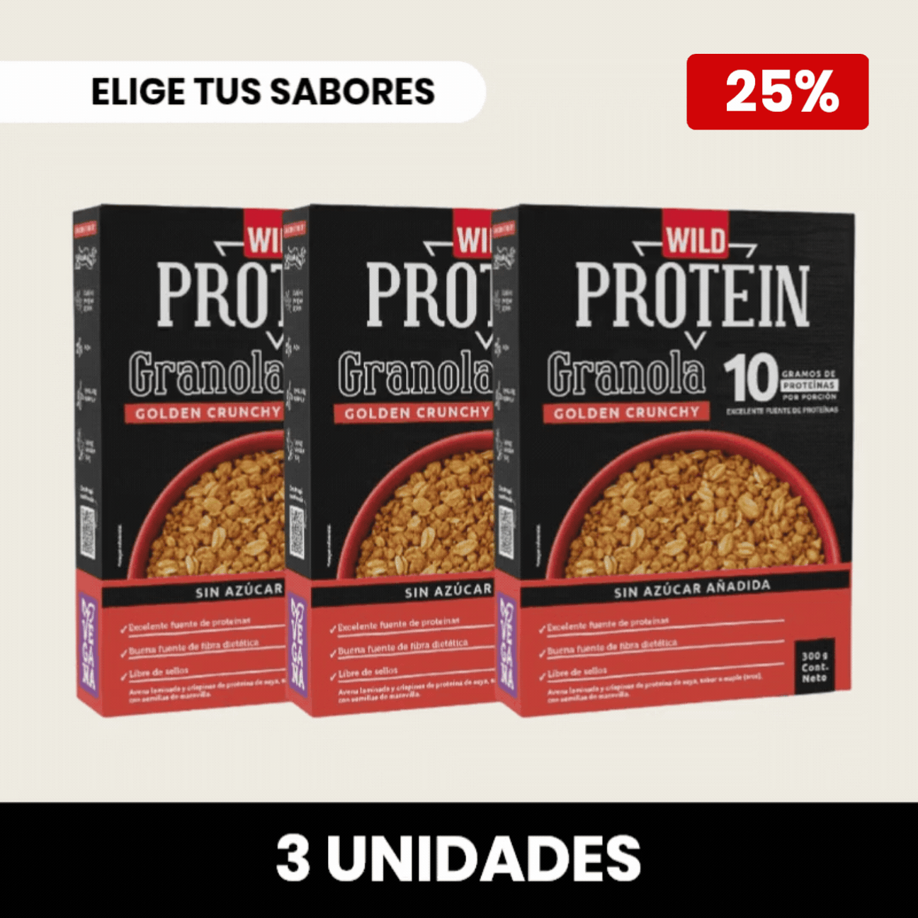 Pack 3 x Granola Wild Protein ELIGE TU SABOR