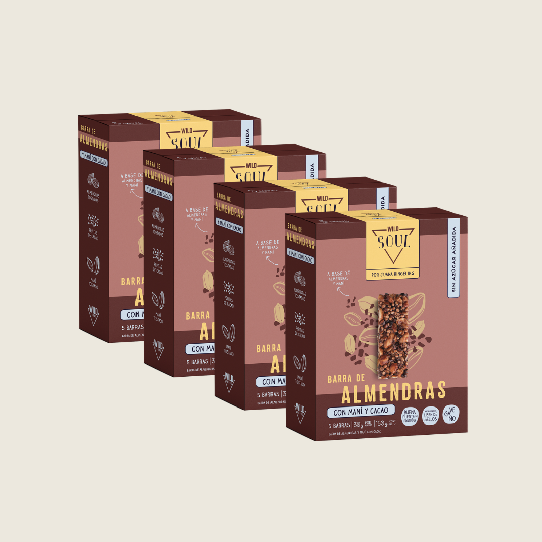 Pack 4 x Barritas de Frutos Secos Cacao Nibs Maní