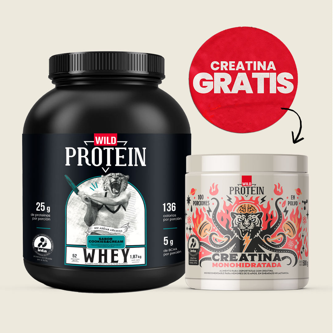Pack Whey Protein 1,87 Cookies & Cream + Creatina 500g GRATIS