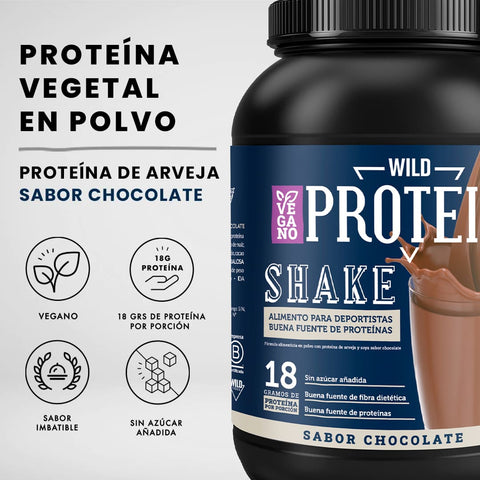 Shake Proteico en Polvo Vegano Sabor Chocolate 1 kg