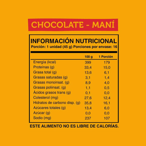 Barrita sabor chocolate mani 16 unidades Wild Protein
