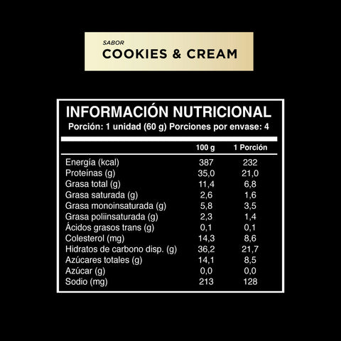 Barrita sabor Cookies and Cream 4 unidades Wild Protein Pro