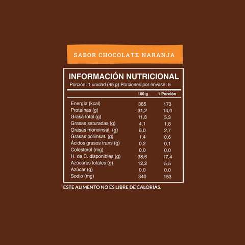 Barrita vegana sabor chocolate naranja 5 unidades Wild Protein