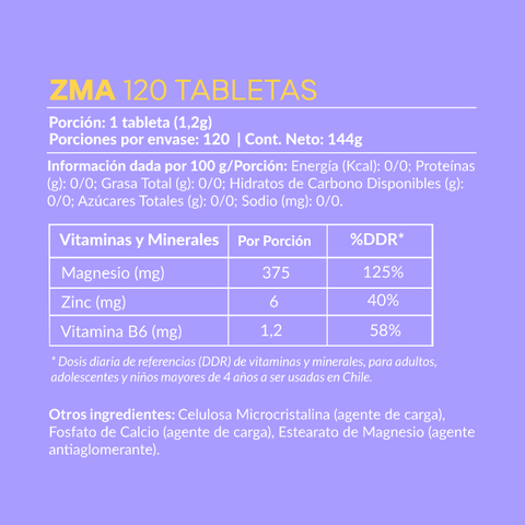 Zinc Magnesio VitaminaB6 ZMA 120 tabletas