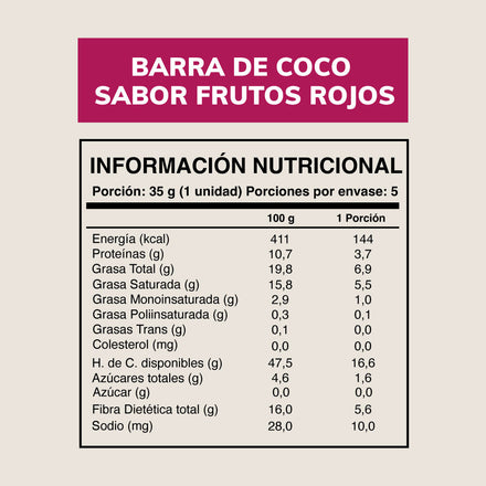 Barrita Wild Fit Coco frutos rojos 5 u Wild Fit